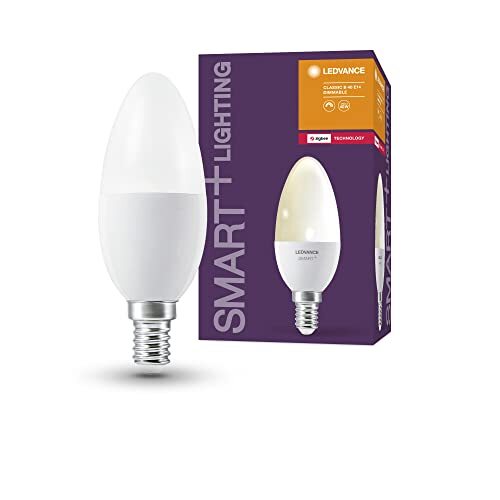Ledvance Slimme LED lamp met ZigBee technologie, E14-basis matte optiek ,Warm wit (2700K), 470 Lumen, substituut voor 40W-verlichtingsmiddel slim dimbaar, 1-Pak