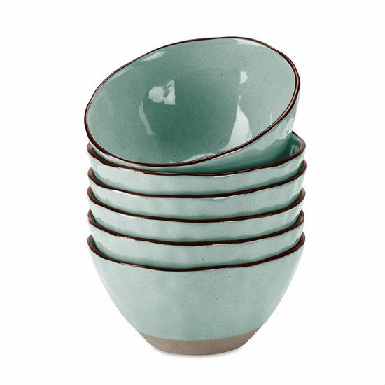 LOBERON Kom set van 6 Biarré turquoise
