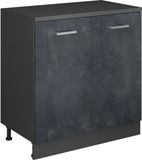 Vicco Keukenkast voor schuine wand R-Line, Zwart beton, 80 cm zonder schuine kant met 2 deuren