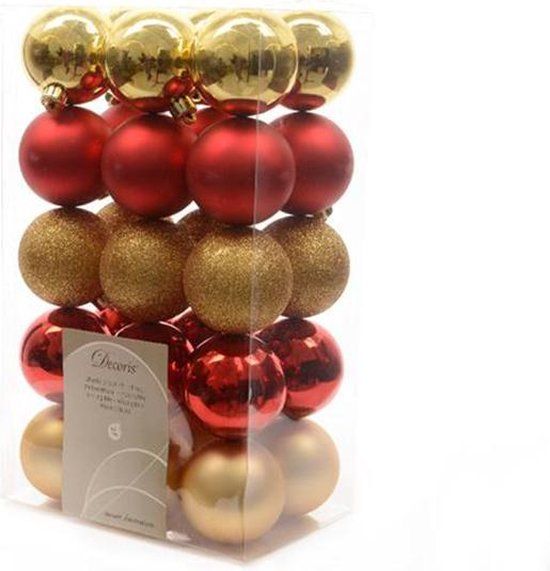 Decoris HHCP Kerstballen set - 30 stuks - 60mm - Rood, Goud