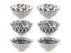 H&H Seta Set van 6 porseleinen schaaltjes, rond, verschillende decoraties, 12 cm