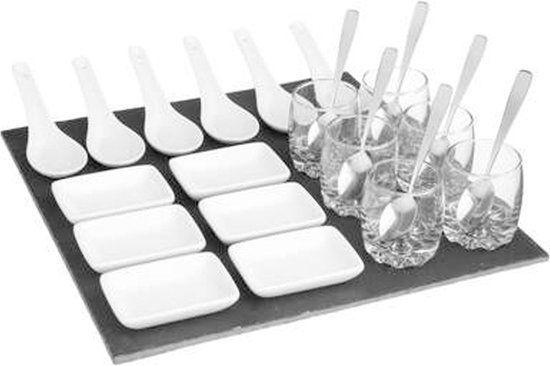 Secret de Gourmet Serveerplank/amuse/aperitief hapjes - wit - 25-delig