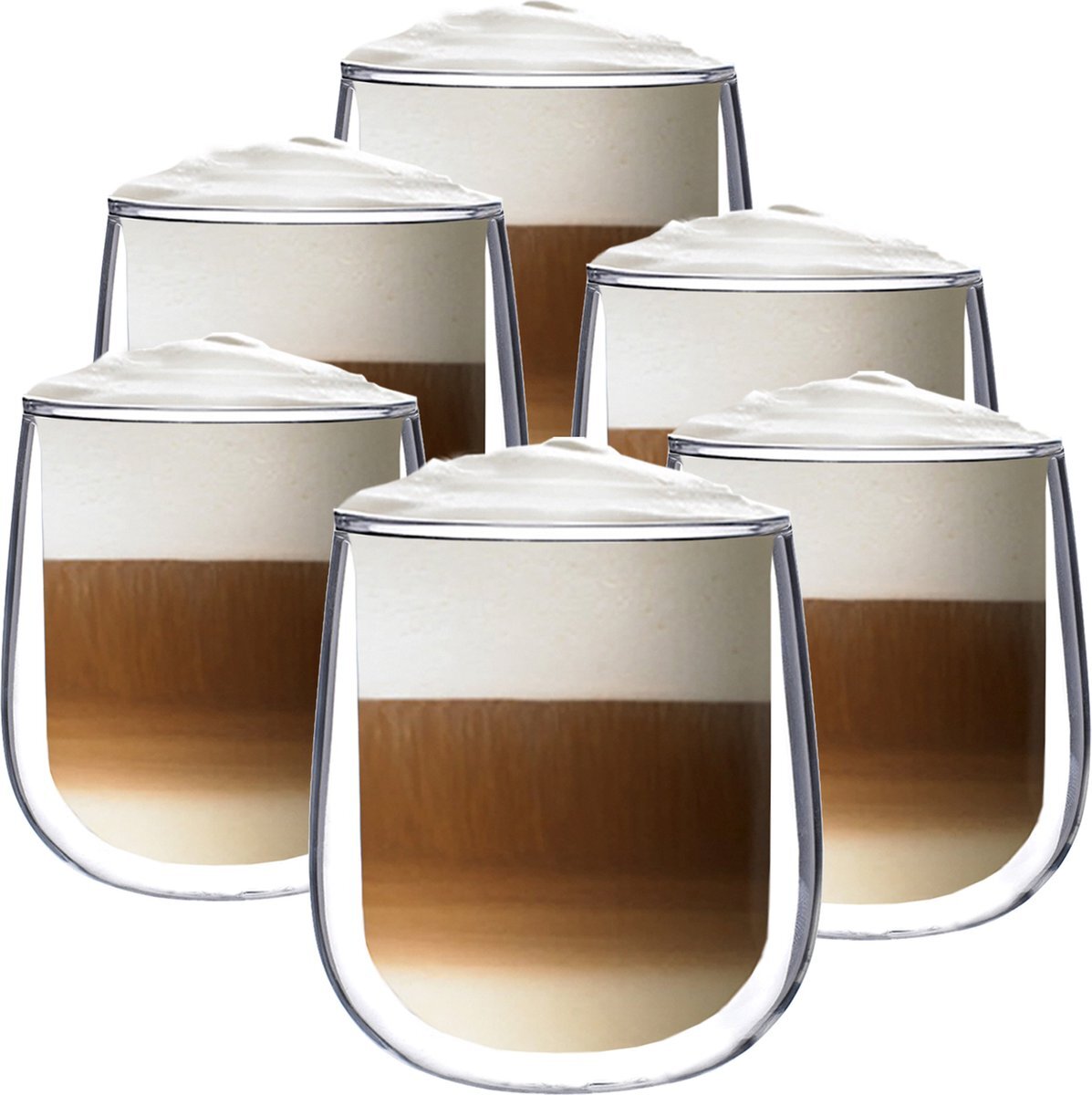 Altom Design Luxe Dubbelwandige Koffieglazen - Dubbelwandige Theeglazen - Cappuccino Glazen - 250 ML - Set Van 6