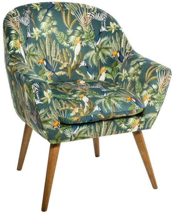 ATMOSPHERA CREATEUR D'INTERIEUR Fauteuil van fluweel met jungleprint SANGO
