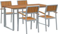 Table de jardin 5 pièces Acacia massif gris