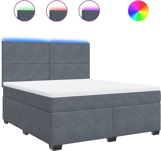vidaXL Boxspring bed met matras fluweel donkergrijs 180x200 cm