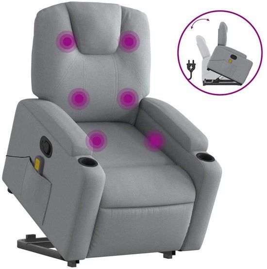 VidaXL Sta-op-massagestoel verstelbaar stof lichtgrijs