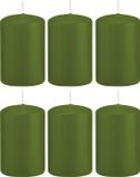 Trend Candles Bougie cylindrique/bougie tronc - 6x - vert olive - 5 x 8 cm - 18 heures de combustion