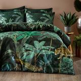 Paoletti Siona Dekbedovertrek Set - Wild Animals Luxe Katoenen Beddengoed (Midnight Green - Super King)