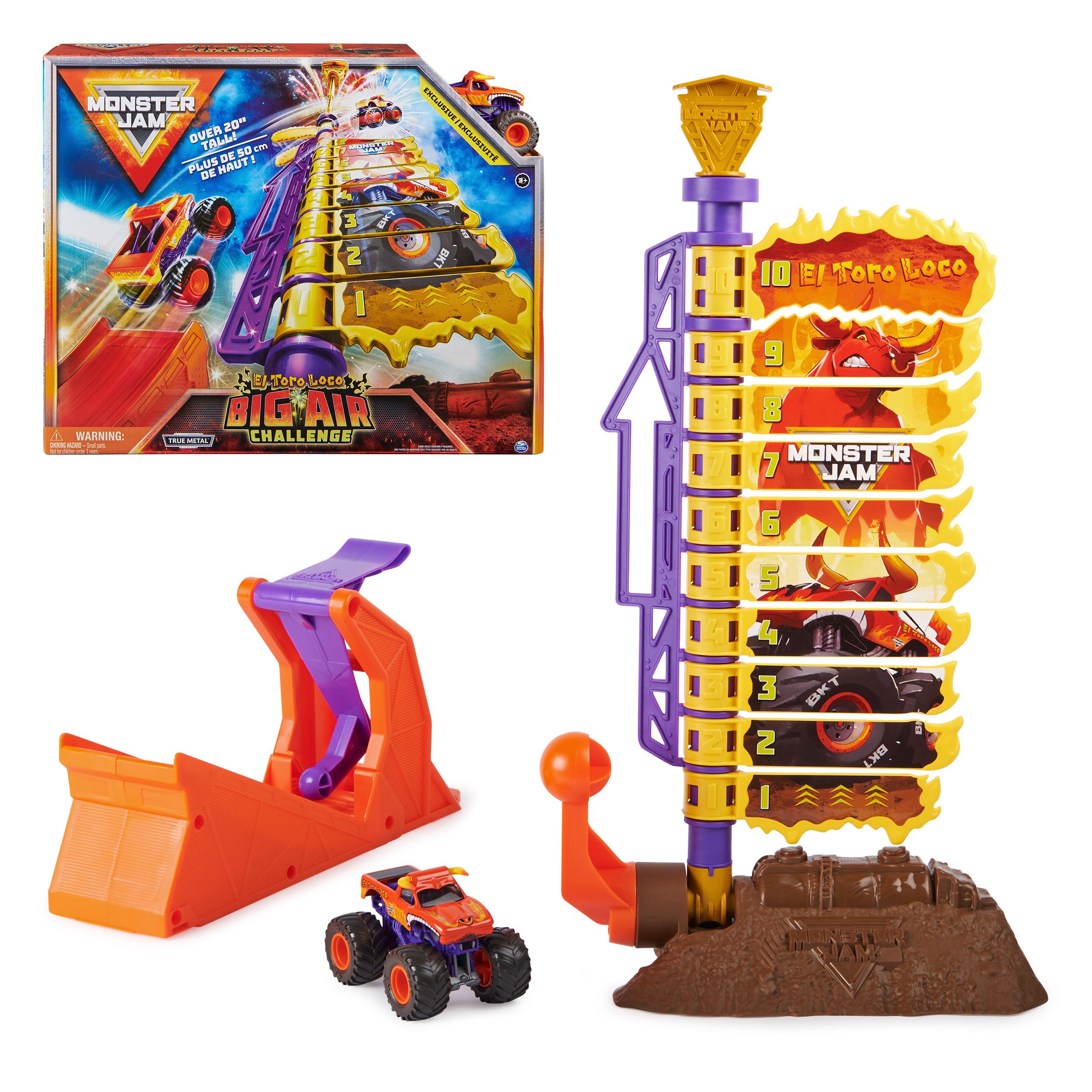 Monster Jam El Toro Loco Big Air Challenge Playset - 50cm Tall - Includes Unique Truck - 1:64 Scale