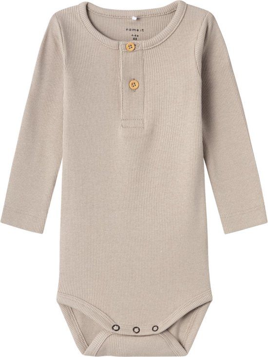 NBMKAB BODY 62 - Beige - Baby - Maat 62 - Lange mouw - Katoen - Herfst/Winter 2023