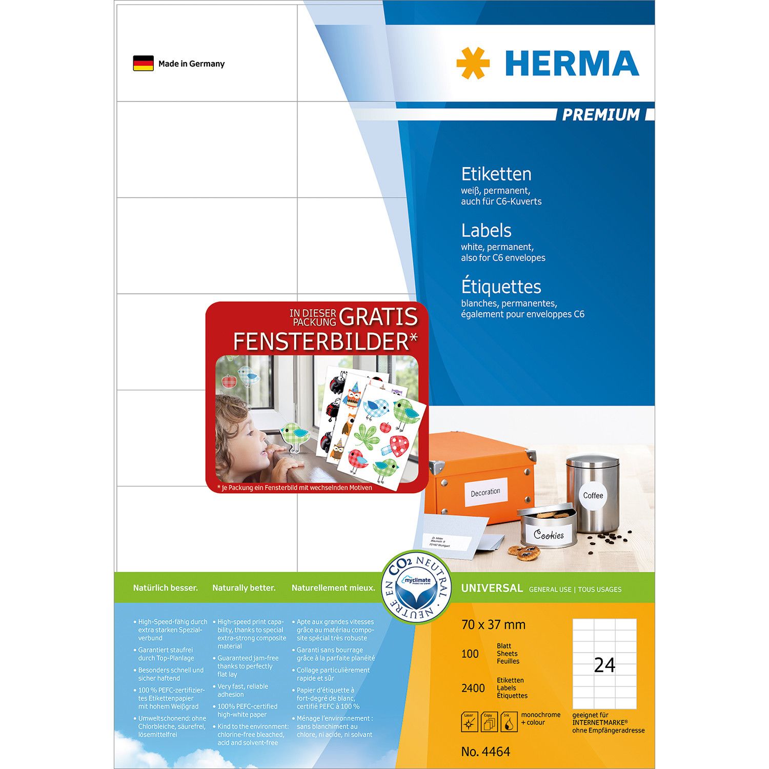 HERMA 12887 - Printeretiketten - wit - Papier - PEFC