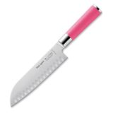 F. DICK Pink Spirit Santoku mes (lengte lemmet: 18 cm, keukenmes met cullenslijping, van hooggelegeerd roestvrij staal, lemmet lasergetest, X55CrMo14 staal, handvat kunststof) 8 1742 182K-79