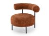 Chaise retro ronde en tissu de polyester cannelle
