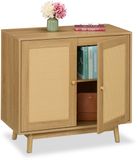 Relaxdays dressoir op pootjes - 80 cm - lichtbruin hout look - woonkamer