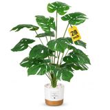 Guheake Grote kunstmatige tropische palm Monstera 66 cm met pot voor thuis, kantoor, woonkamer, woondecoratie