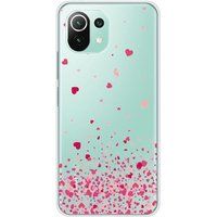 Xiaomi Mi 11 Lite Confettis de coeurs rose bedrukt siliconen hoesje