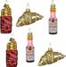 Decoris Kersthangers Frans thema - 6x - glas - stokbrood, croissant, rode wijn -ornamenten