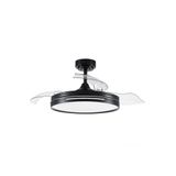 Eden pulse Plafondventilator, zwart, 3 transparante vleugels, 6 snelheden, verstelbaar, 32/44,5 x 48/108 cm