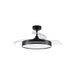 Eden pulse Plafondventilator, zwart, 3 transparante vleugels, 6 snelheden, verstelbaar, 32/44,5 x 48/108 cm
