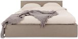 IDIMEX Gestoffeerd bed PESARO 140x200 cm met lattenbodem – greige