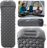 sarcia.eu Opblaasbaar slaapmatje met kussen, grijze matras, slaapmat met hoes 190x56x5.5 cm