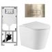 Geberit QeramiQ Dely Toiletset - 36.3x51.7cm - diepspoel - rimless - Geberit UP320 inbouwreservoir - softclose toilet zitting - geborsteld messing bedieningsplaat