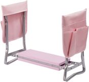 Merkloos / Sans marque Relaxdays Kniebank - tot 150 kg - inklapbaar - 2 zakes - tuinkrukje - roze