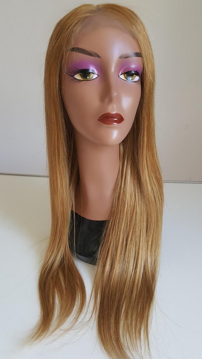 Frazimashop Braziliaanse Remy pruik 24 inch honing blonde rechte echt menselijke haren -real human hair 4x4 lace closure pruik