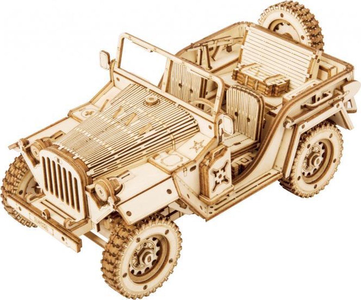 Robotime Army Jeep Modelbouwpakket - Hout - 18,9 cm - 369-delig