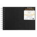 Clairefontaine 34299C Spiraal Schetsboek Goldline - 50 Vellen Wit Tekenpapier - A5 14,8x21 cm 140g - Liggend Formaat - Stevige Zwarte Kaft met Linnenlook