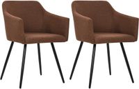 vidaXL Eetkamerstoelen 2 stuks stof bruin