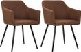 vidaXL Eetkamerstoelen 2 stuks stof bruin