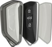 kwmobile autosleutel hoesje geschikt voor VW Golf 8 3-knops autosleutel - Autosleutel behuizing van TPU - Transparant in zwart / transparant