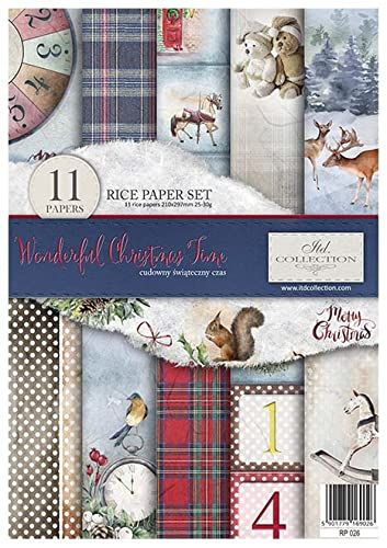 ITD Collection - Rijstpapier creatieve set A4 - Rijstpapier om te Snijden - Papier vel 29,7 x 21 cm - servettechniek - meerdere kleuren (RP026)