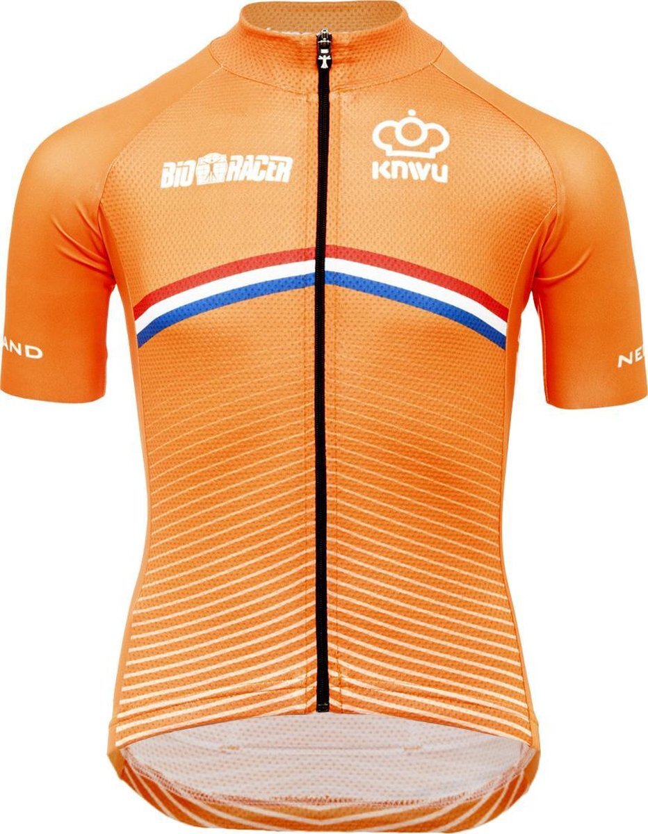 Bioracer Officieel Team Nederland Fietsshirt voor Kinderen - KNWU Oranje 152