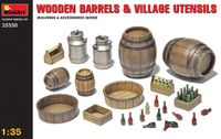 MiniArt Modelbouwpakket Militaire voertuigen - 35550 Wooden barrels - Village utensils Plastic - 1:35 - Modelbouw