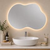 SensaHome Nathan Miroir de salle de bain avec éclairage LED - Dimmable - 2700K/4500K/6400K - Asymétrique - 60x90cm