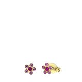 Lucardi Kinder Tiny Tips stalen goldplated oorbellen bloem roze kristal