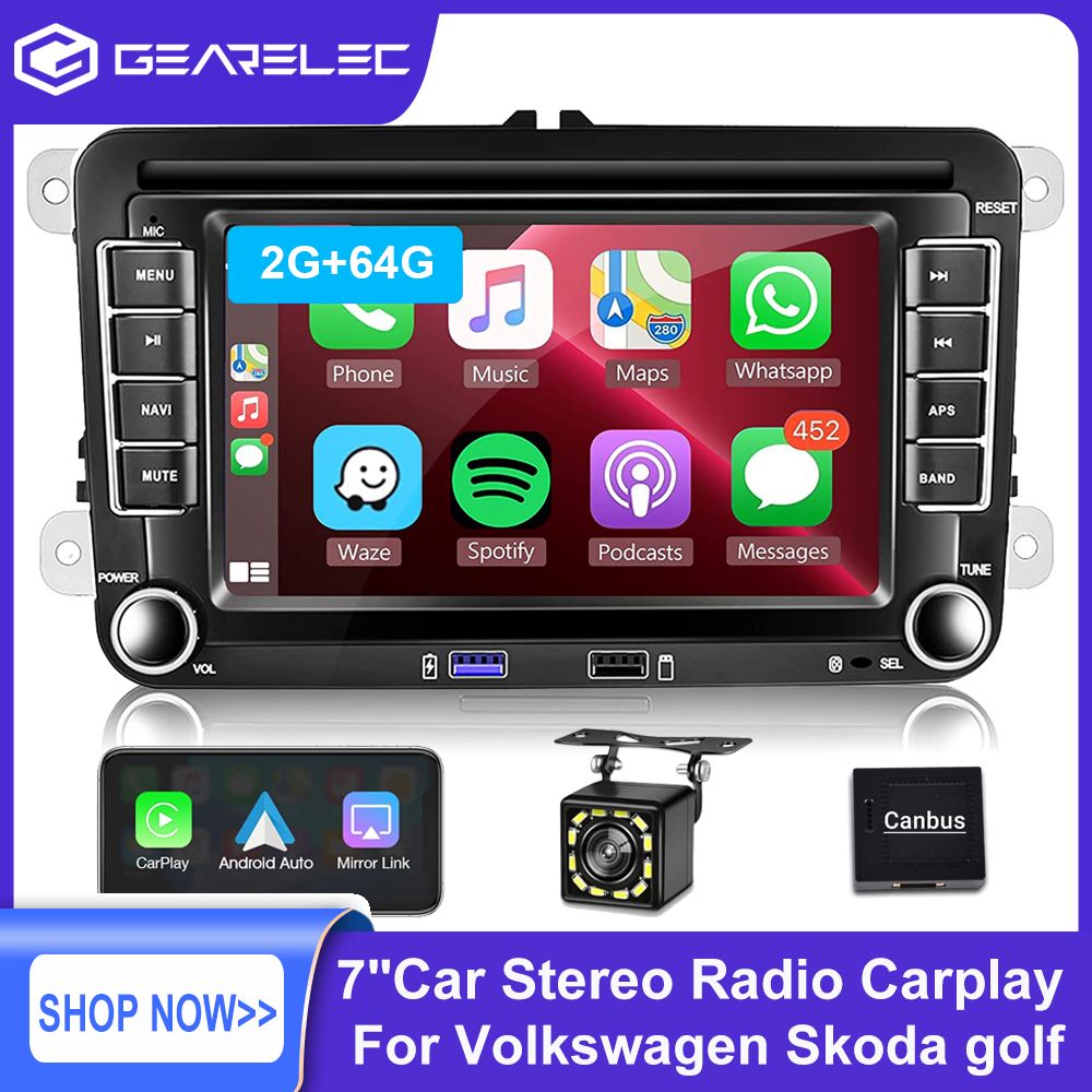 gearelec Volkswagen Skoda Octavia golf 5 6 Touran Passat Polo 2 Din Autoradio Radio Android 13 Auto Multimedia Speler GPS WiFi Carplay