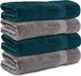 Komfortec handdoeken – Set van 4 - Badhanddoek 70x140 cm - 100% Katoen – Antracietgrijs&Petroleumblauw