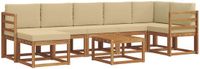 vidaXL Hoek loungeset 8-delig Acaciahout Natuurlijk en beige
