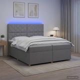 vidaXL Boxspringbed met matras, lichtgrijs, 200 x 200 cm, stof