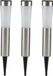 Grundig 3x Solar Tuinlampen Pilaar/Paal - 56cm - RVS