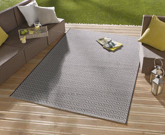 Bougari Vloerkleed - In&outdoor - Coin - Zwart - 80x150cm geweven