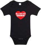Bellatio Decorations Shoppartners Bv Wil je met papa trouwen huwelijksaanzoek romper zwart voor babys - huwelijksaanzoek / cadeau romper 68
