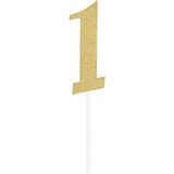 Creative Converting 324542 Gold Glitter # 1 Cake Topper Taartfiguur plastic
