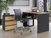 LISSAO Bureau d'angle 3 tiroirs graphite/chêne navarra