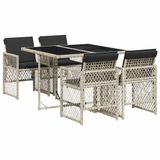 vidaXL 5-delige tuinset met kussens, lichtgrijs, polyrattan