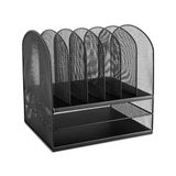 Safco 3255BL Onyx Mesh Bureau Organizer met 2 Horizontale en 6 Rechtopstaande Secties